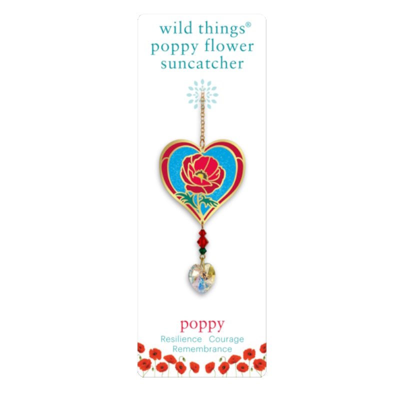 Poppy Flower Suncatcher (Veterans with Dogs Fundraiser) - Wild Things Crystal from thetraditionalgiftshop.pro