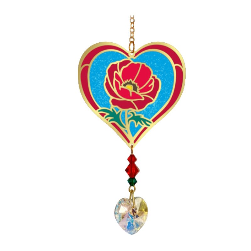 Poppy Flower Suncatcher (Veterans with Dogs Fundraiser) - Wild Things Crystal from thetraditionalgiftshop.pro