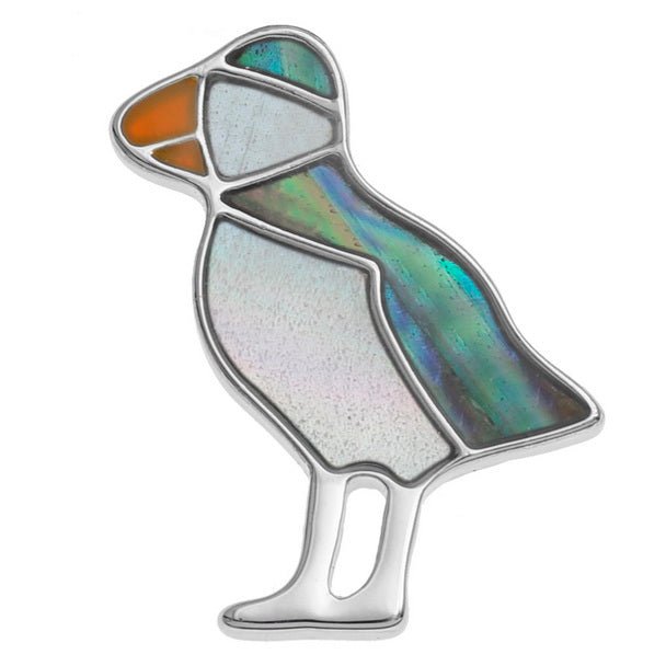 Puffin Paua Shell Pin Badge - Tide Jewellery from thetraditionalgiftshop.pro