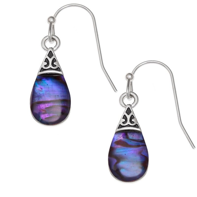 Purple Pear Drop Paua Shell Earrings - Tide Jewellery from thetraditionalgiftshop.pro