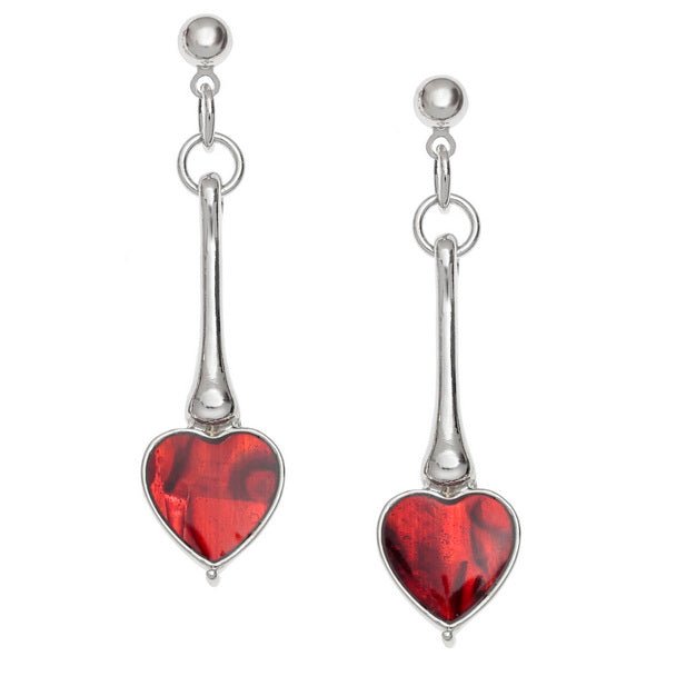 Red Heart Long Drop Paua Shell Stud Earrings - Tide Jewellery from thetraditionalgiftshop.pro