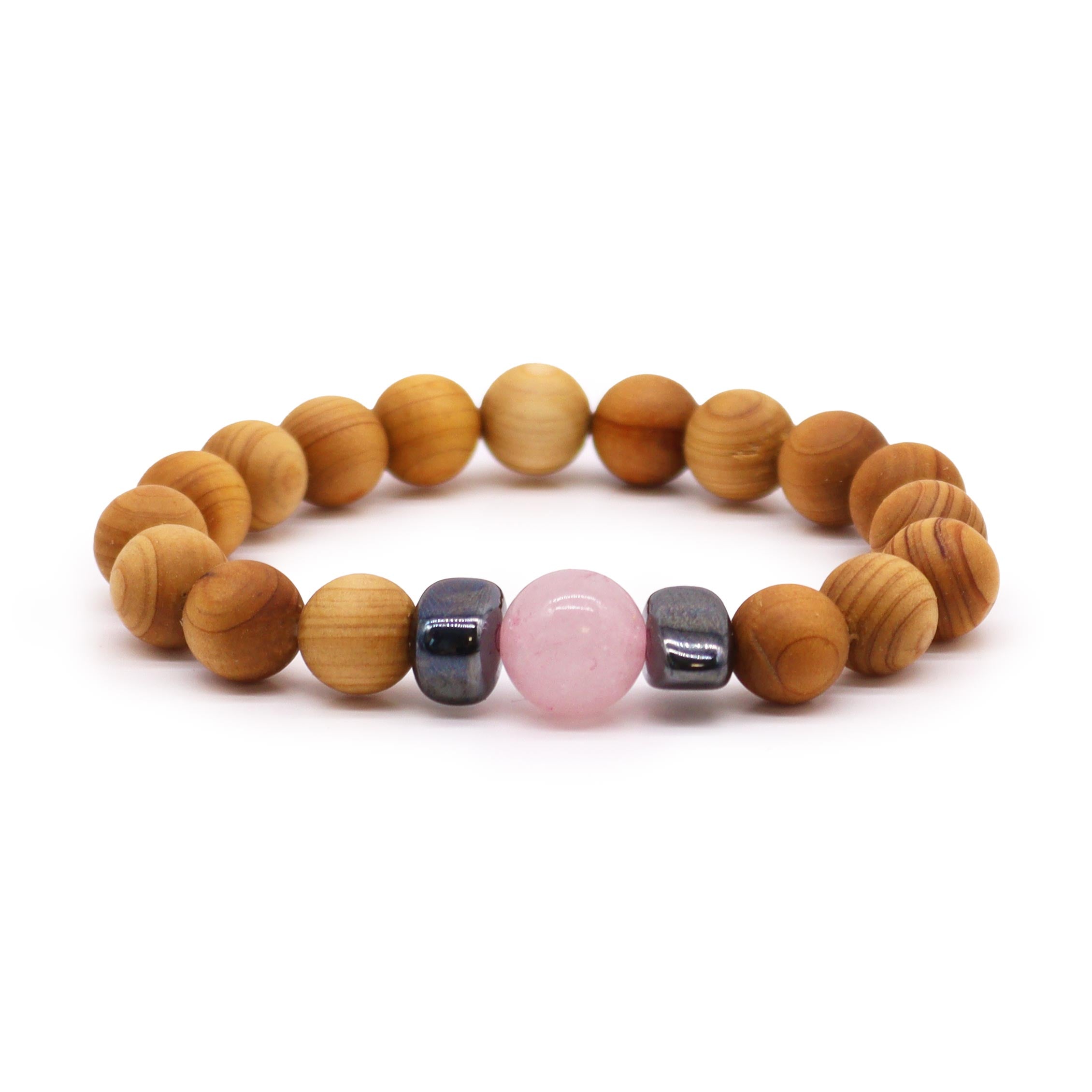 Rose Quartz Gemstone Cedarwood Bracelet - Heart Chakra - Gemstone Bracelets from thetraditionalgiftshop.pro