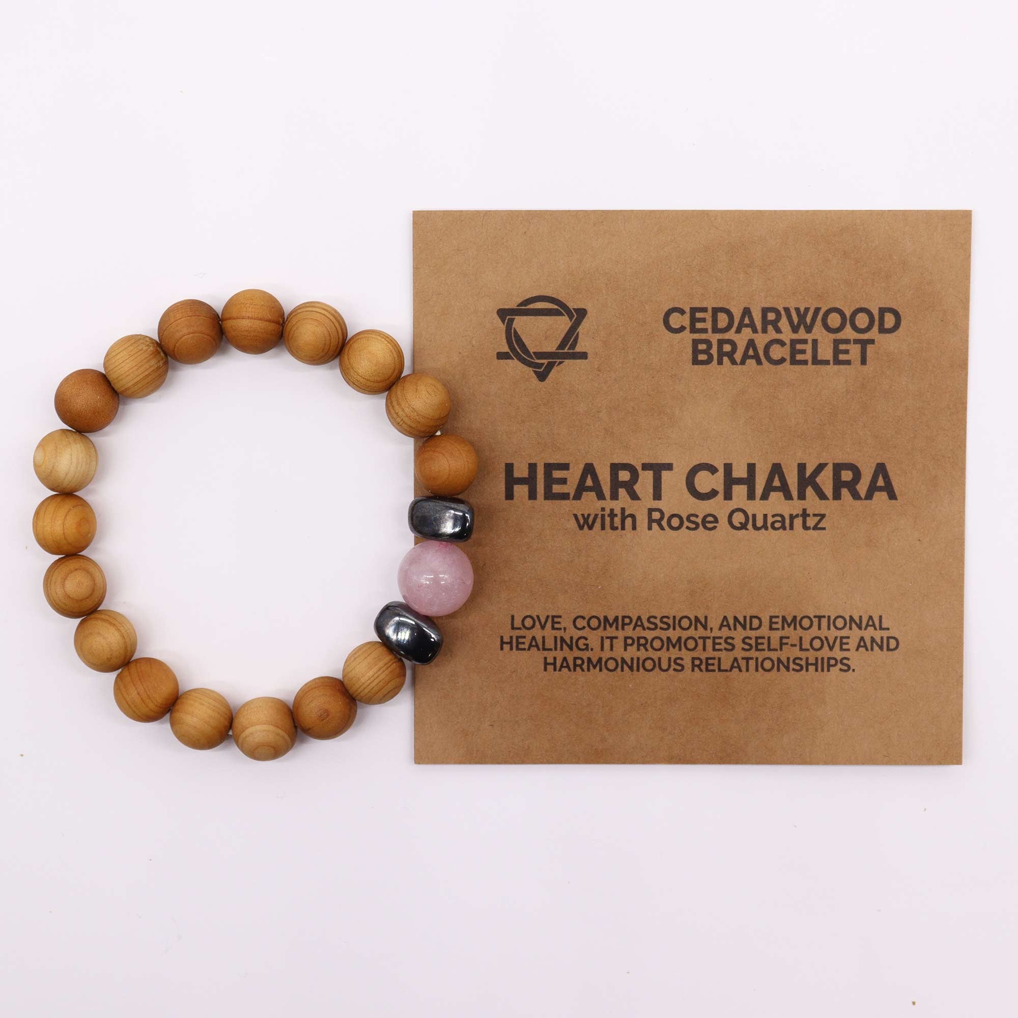 Rose Quartz Gemstone Cedarwood Bracelet - Heart Chakra - Gemstone Bracelets from thetraditionalgiftshop.pro