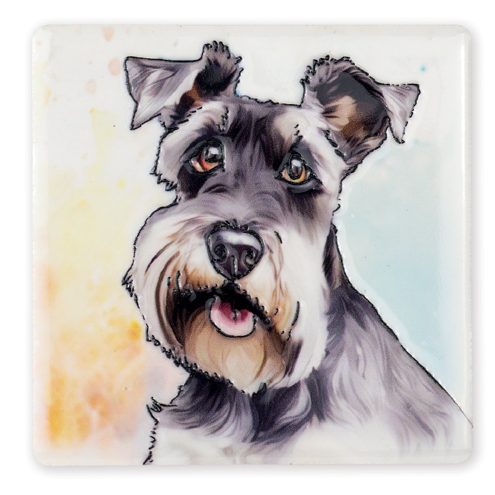 Schnauzer Ceramic Art Coaster - Art of Arora from thetraditionalgiftshop.pro