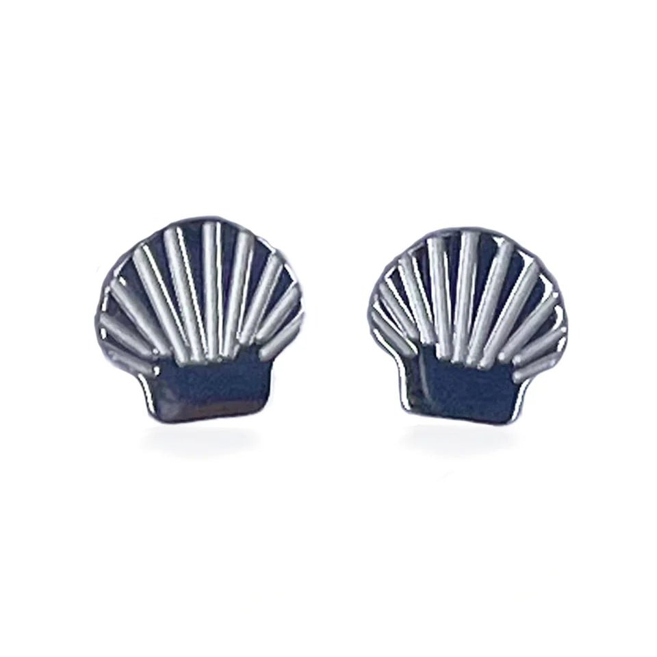 Shell Stud Earrings (Silver Plated) - Coral & Mint from thetraditionalgiftshop.pro