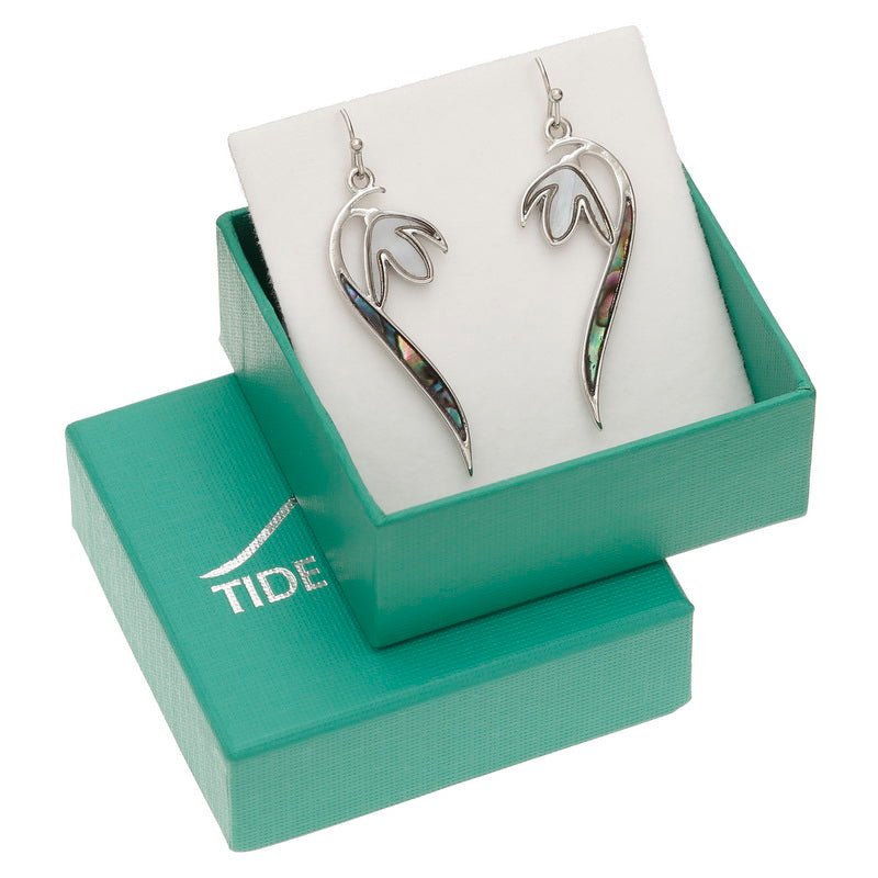 Snowdrop Paua Shell Long Drop Earrings - Tide Jewellery from thetraditionalgiftshop.pro