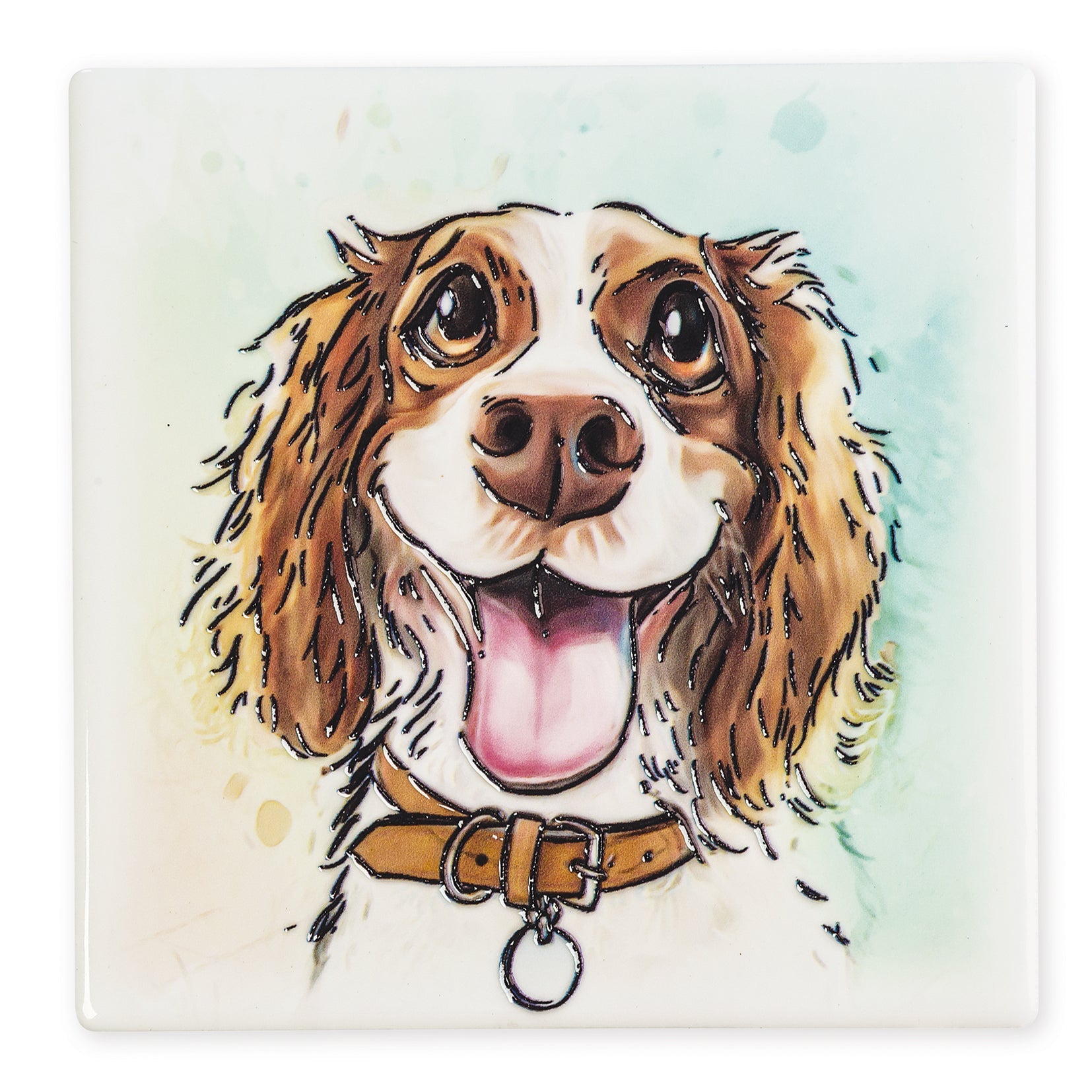Springer Spaniel Ceramic Art Coaster - Art of Arora from thetraditionalgiftshop.pro