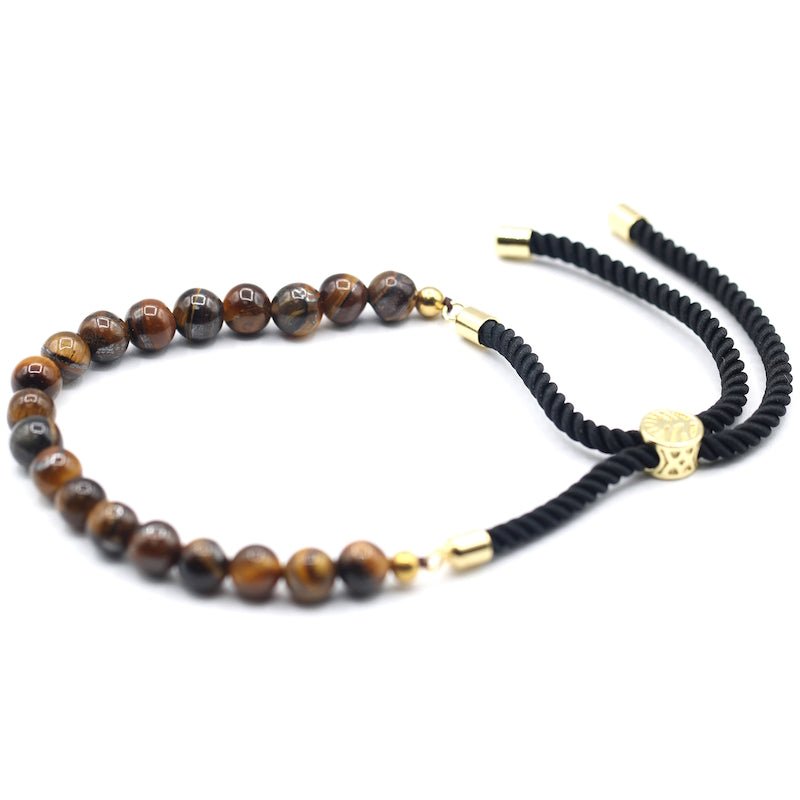 Tiger Eye Adjustable String Bracelet (18K Gold Plated) - Gemstone Bracelets from thetraditionalgiftshop.pro