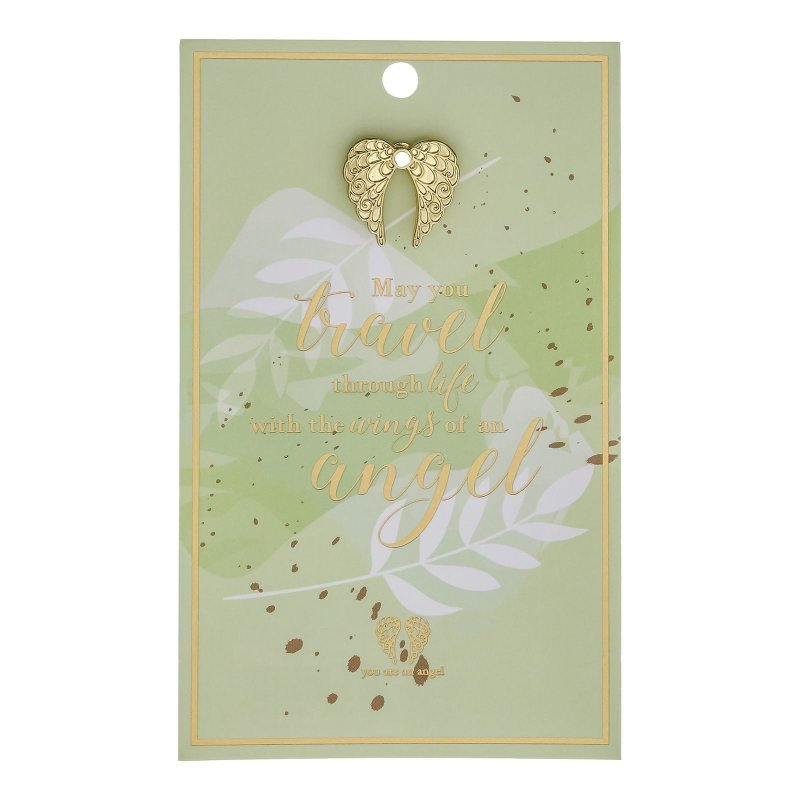 Travel Through Life Angel Wings Lapel Pin on Card - You Are An Angel from thetraditionalgiftshop.pro