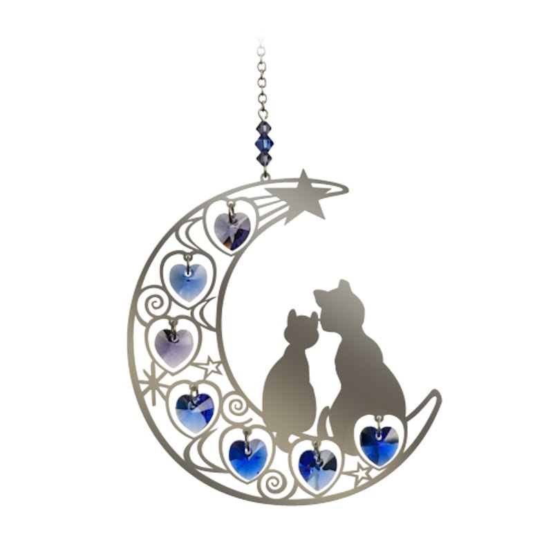 Two Cats in Moon (Moonlight) Crystal Suncatcher - Wild Things Crystal from thetraditionalgiftshop.pro