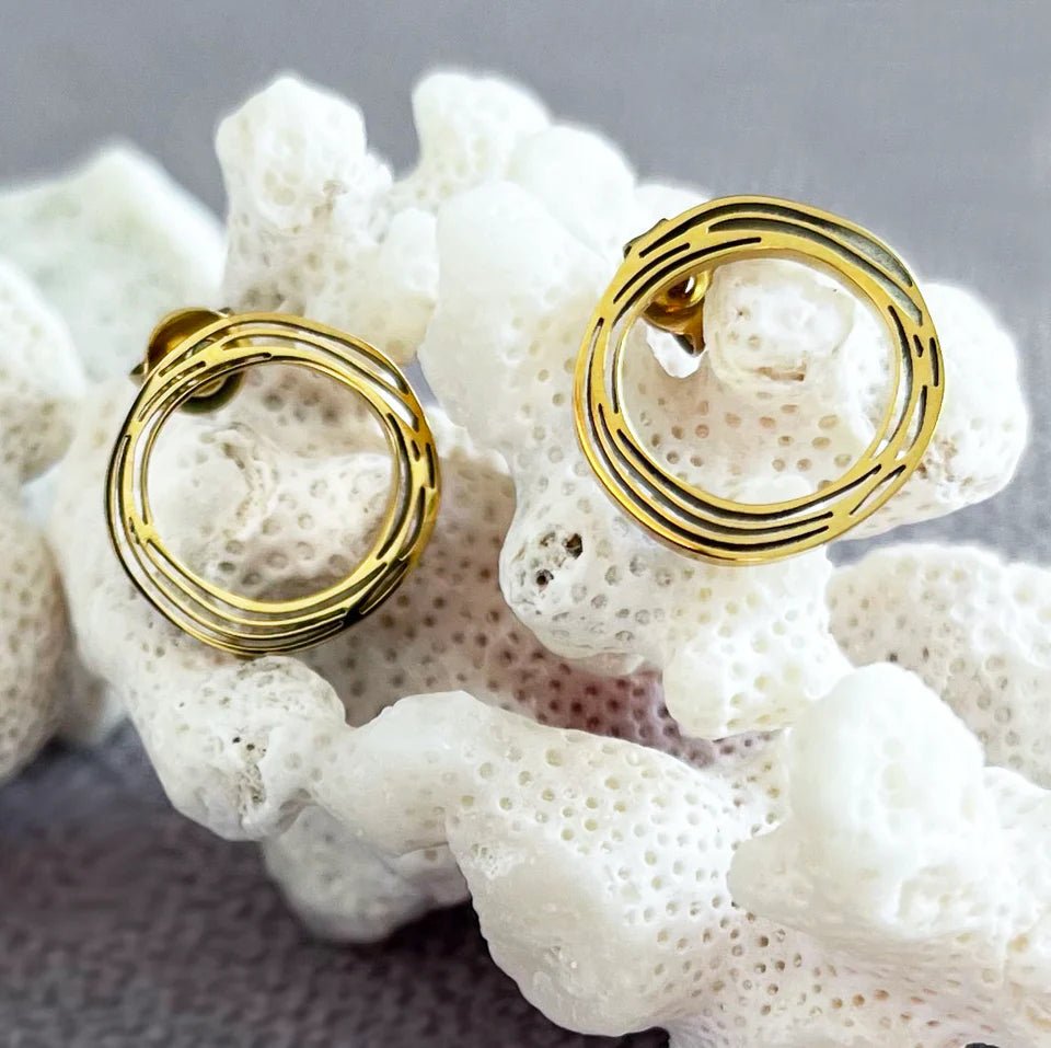 Wavey Eternity Stud Earrings (Gold Plated) - Coral & Mint from thetraditionalgiftshop.pro