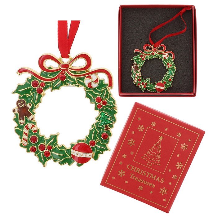 Wreath Metal & Enamel Xmas Treasures Tree Decoration - Xmas Treasures from thetraditionalgiftshop.pro