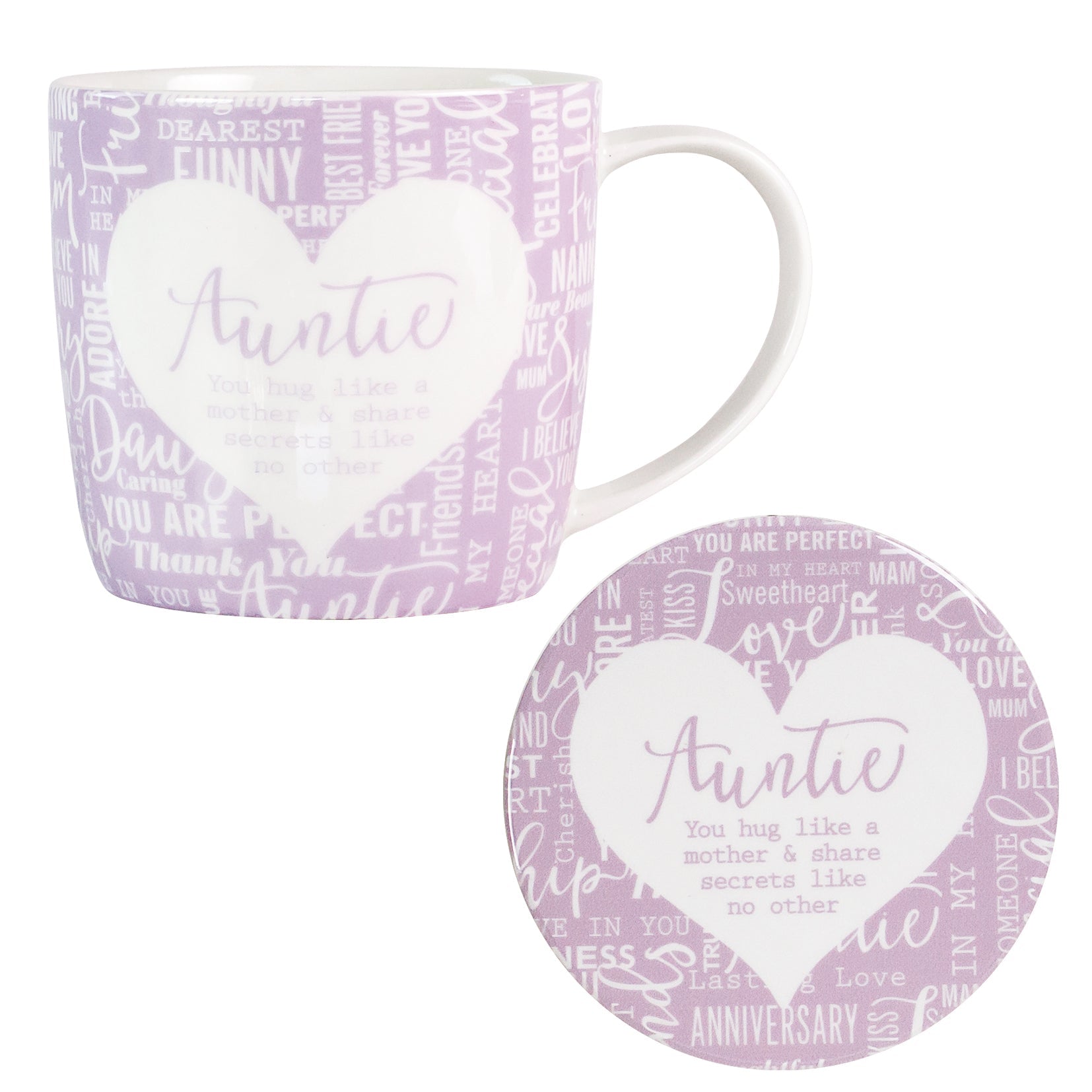 Auntie Sentiment Mug & Coaster Set - Said with Sentiment from thetraditionalgiftshop.pro