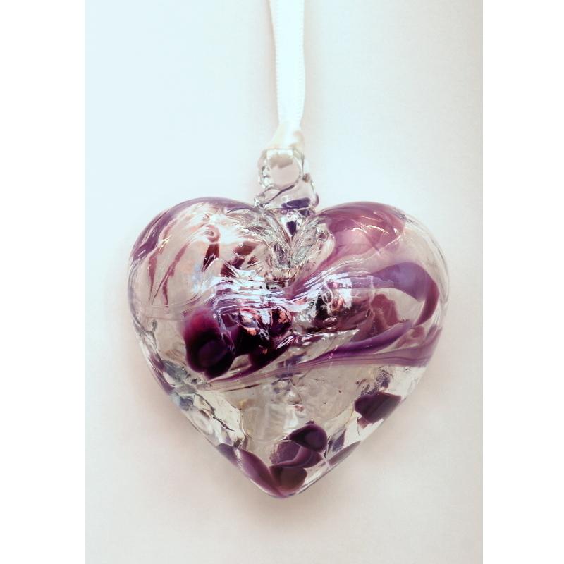 February (Amethyst) Birthstone Blown Glass Heart - Milford Blown Glass from thetraditionalgiftshop.pro