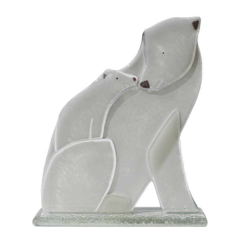 Polar Bear with Cub Fused Glass Ornament - D&J Glassware Fused Glass from thetraditionalgiftshop.pro