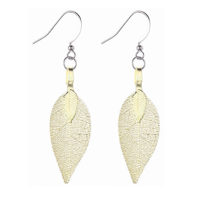 Primrose Yellow Leaf Earrings - Pure by Coppercraft from thetraditionalgiftshop.pro