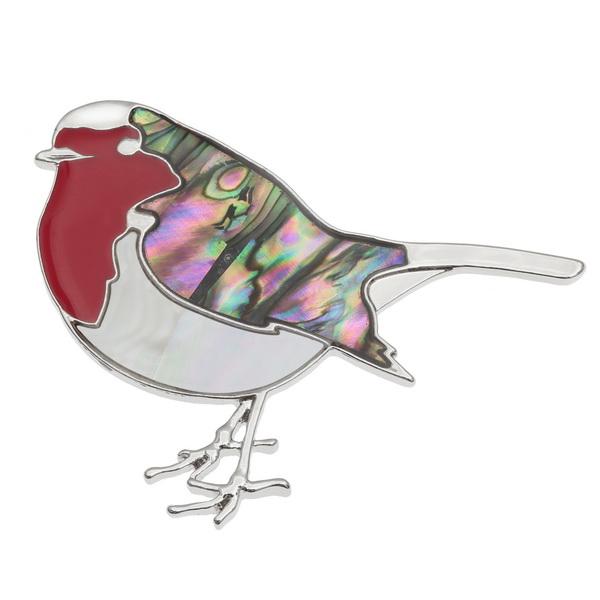 Robin Paua Shell Brooch - Tide Jewellery from thetraditionalgiftshop.pro