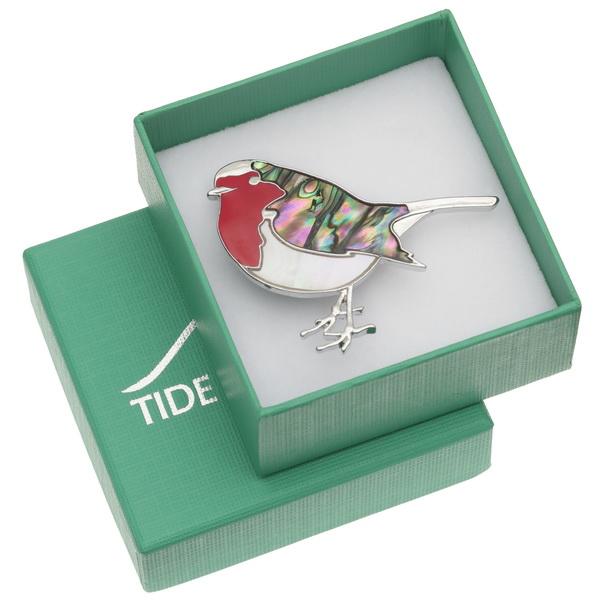 Robin Paua Shell Brooch - Tide Jewellery from thetraditionalgiftshop.pro